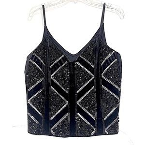 EXPRESS - Black/Silver Sequin Low Cut Top - NWOT